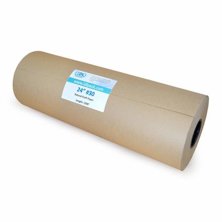 IDL PACKAGING Recycled Kraft Paper, 24"x1200 Ft., 30 lb. Basis Weight KRAFT24-30